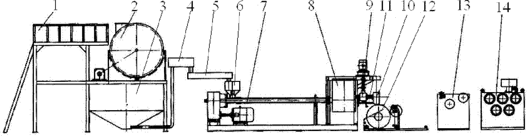 Drawing mechanism of plastic flat filament drawing machine set