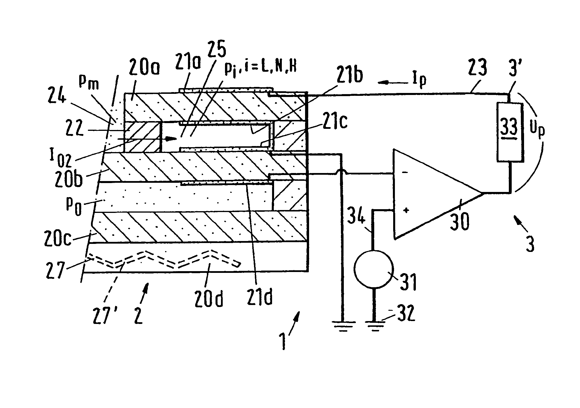 Measuring method for monitoring residual oxygen in an exhaust gas