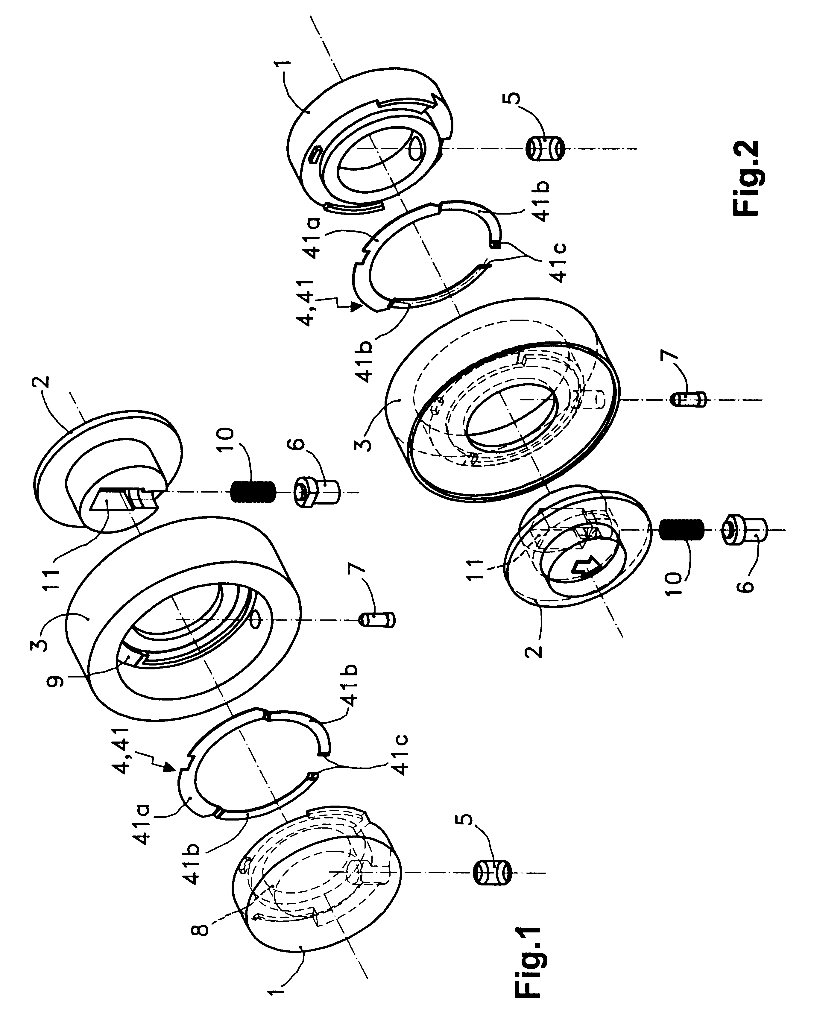 Clutch device for locks