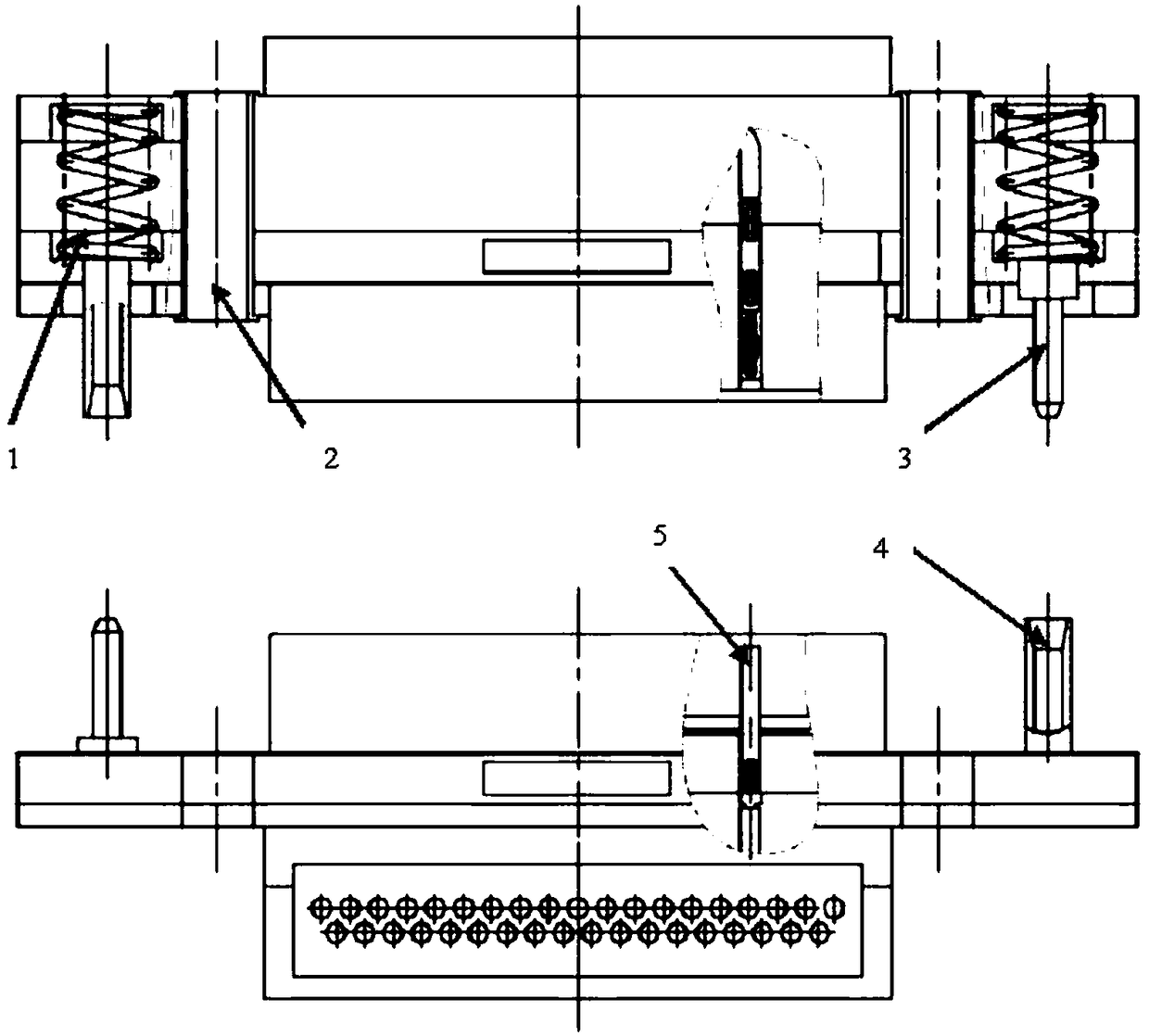 A limit return device based on micro-rectangular floating blind mate connector