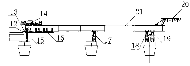 Erecting method for last three-span box girders in railway bridging