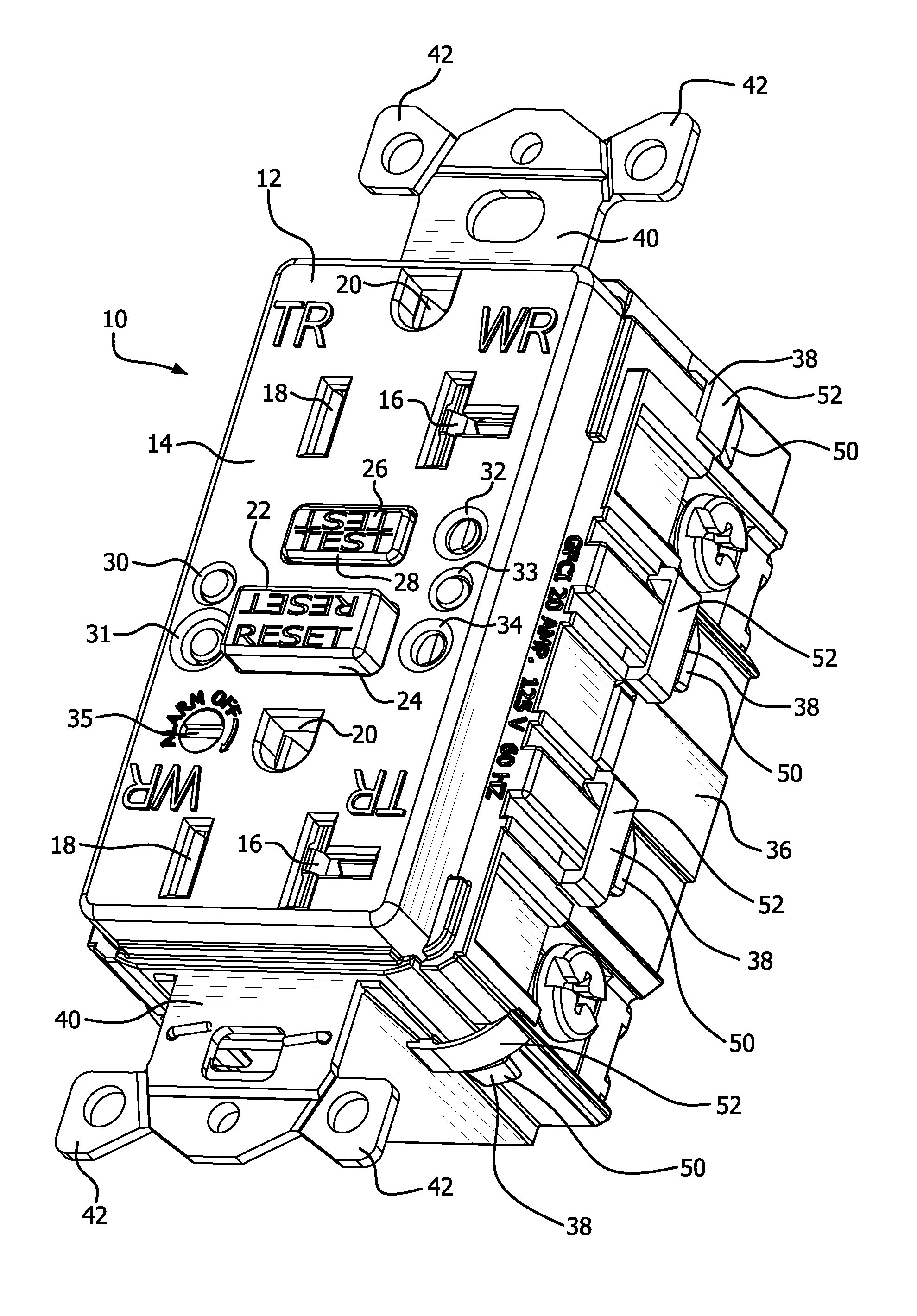 Self-test gfci device with dual solenoid coil electric control