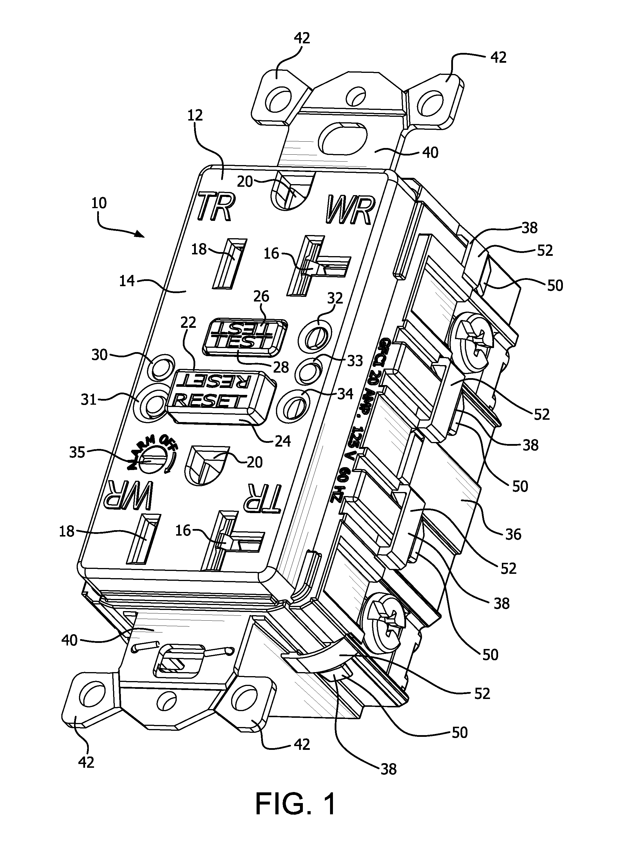 Self-test gfci device with dual solenoid coil electric control