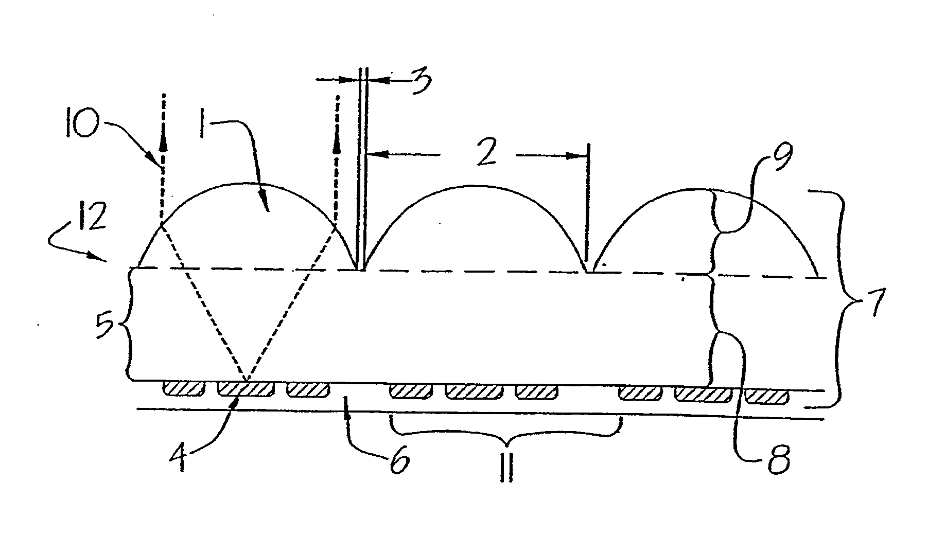 Micro-optic security and image presentation system presenting a synthetically magnified image that appears to lie above a given plane