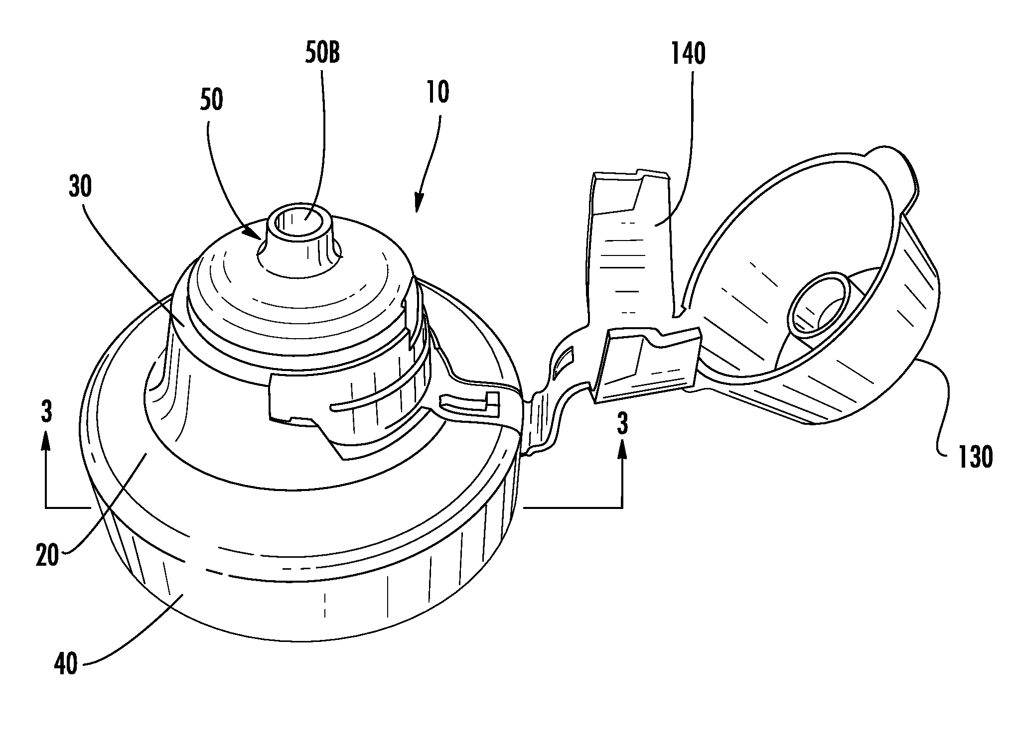 Dispensing closure having a flow conduit with key-hole shape