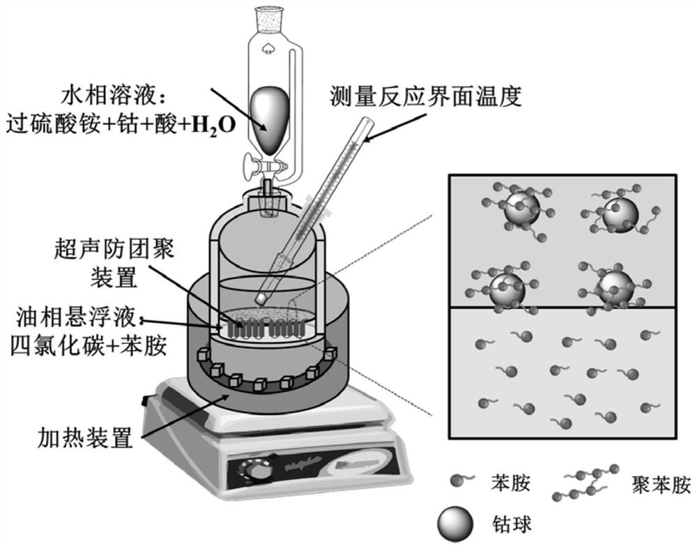 Preparation method of a self-assembled porous polyaniline/cobalt core-shell spherical structure absorbing material