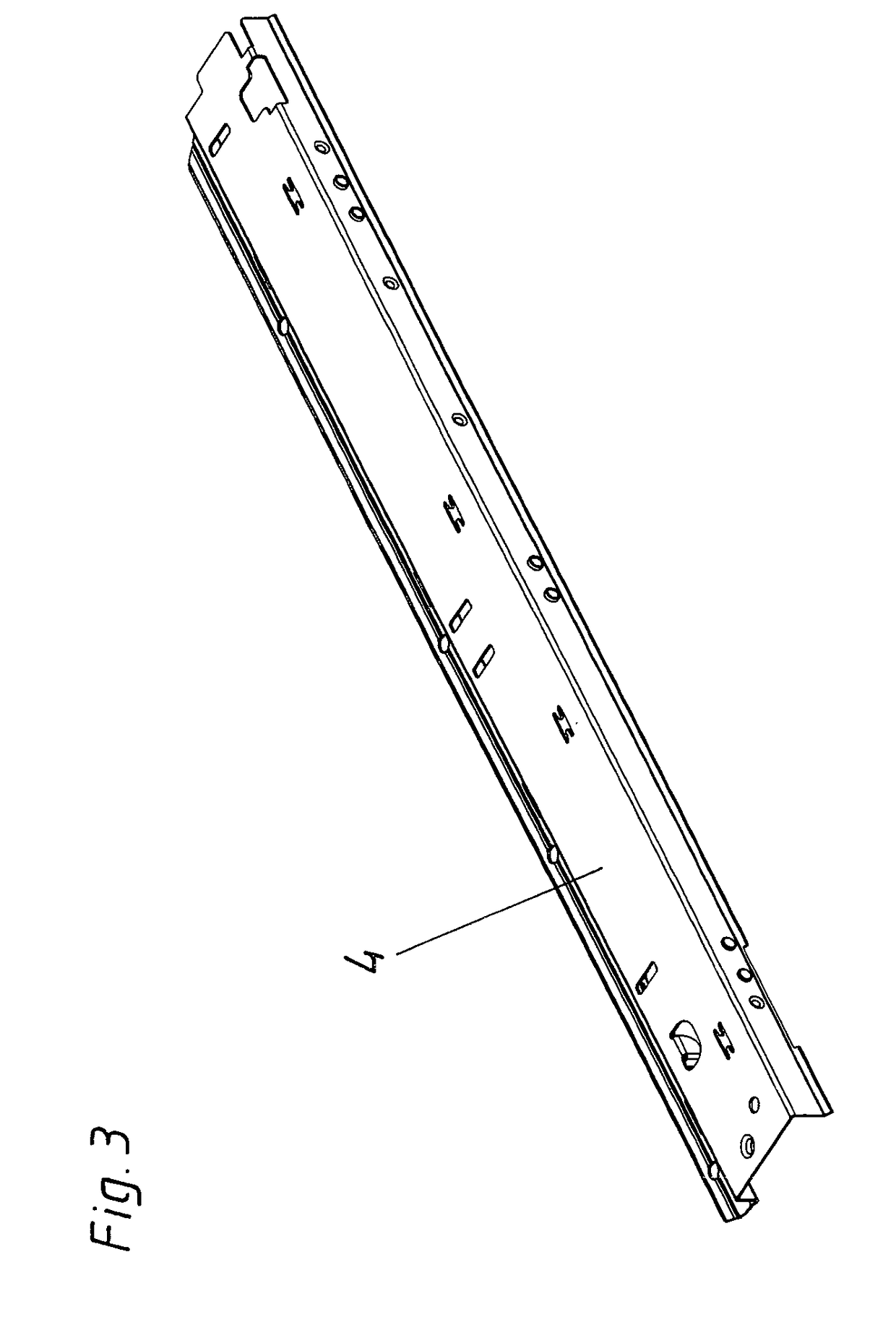 Rail system for a drawer