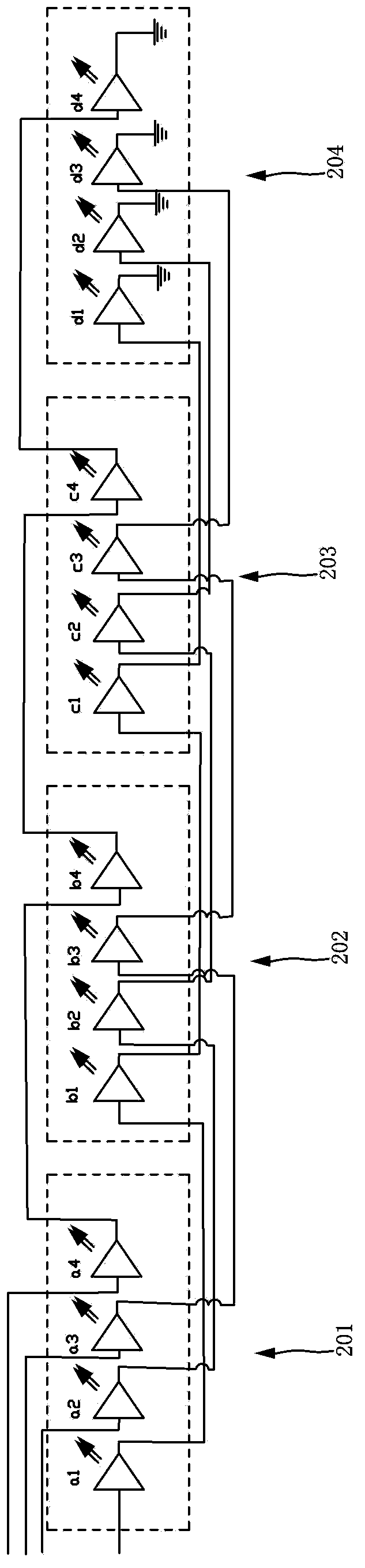 Line structure of LED (Light Emitting Diode) lamp bars