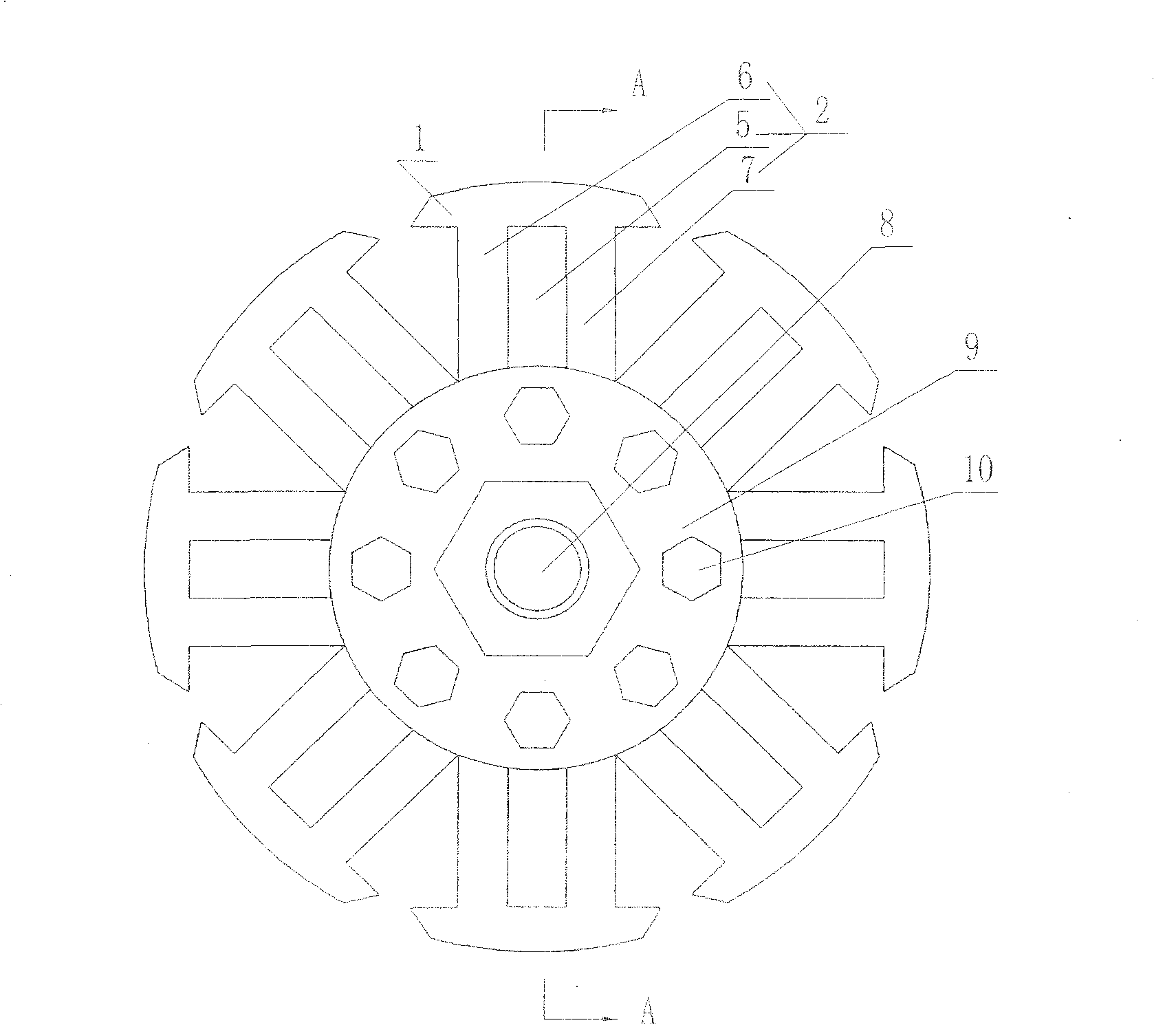 A motor dual-pole magnetic pole