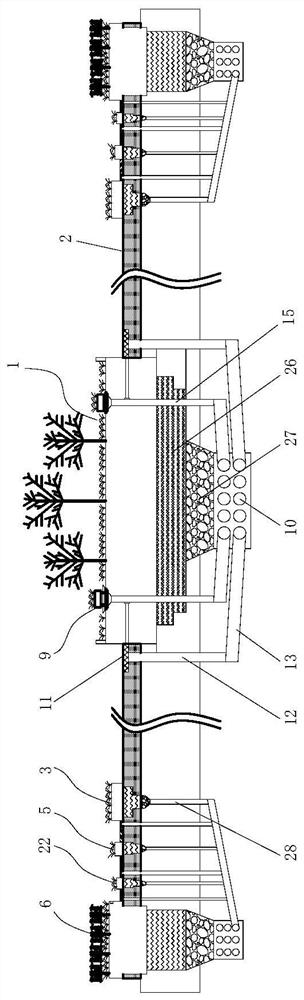 Urban main road cross section optimization system and rainwater treatment method