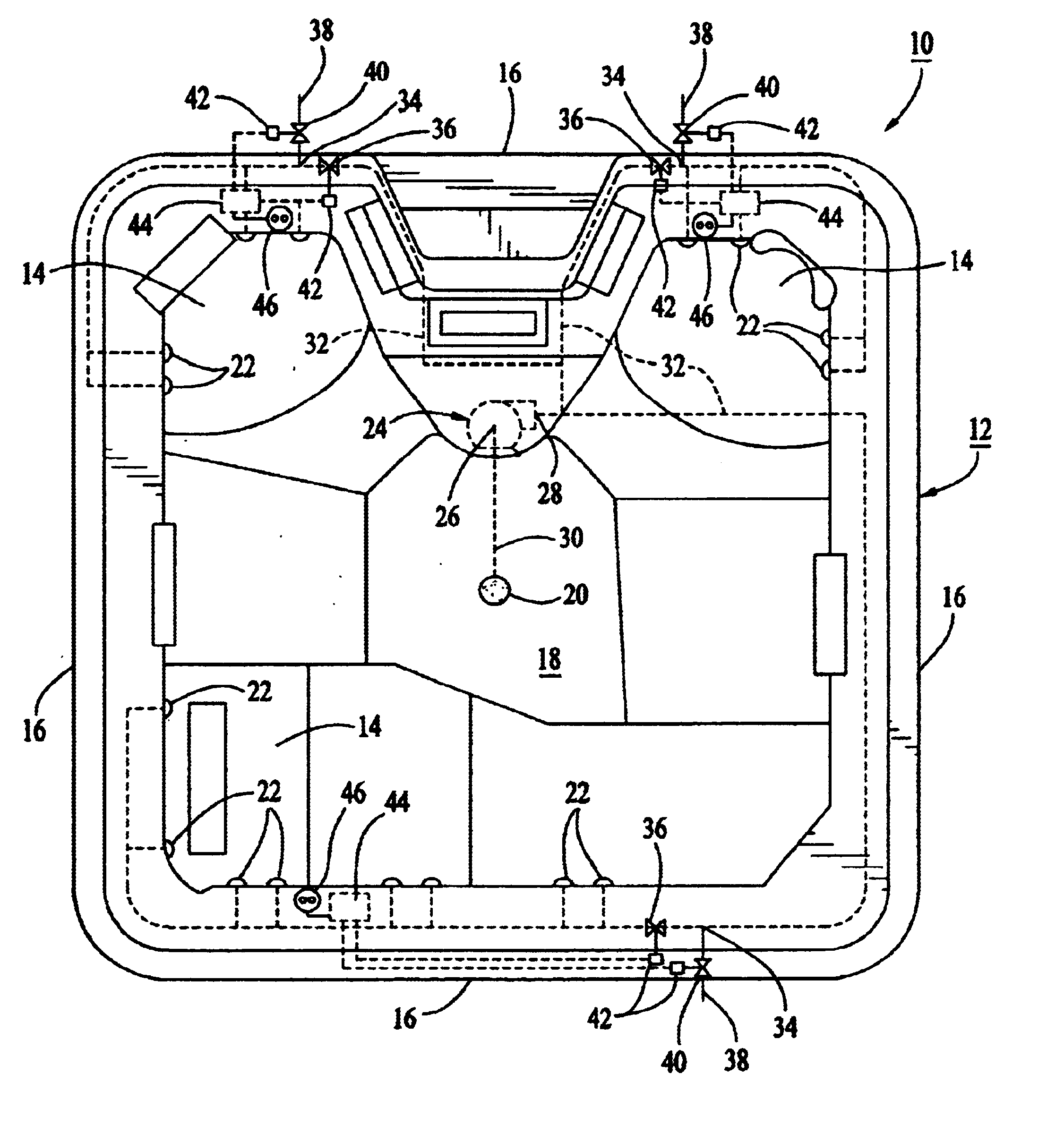 Water recreational apparatus with remote controllable valves