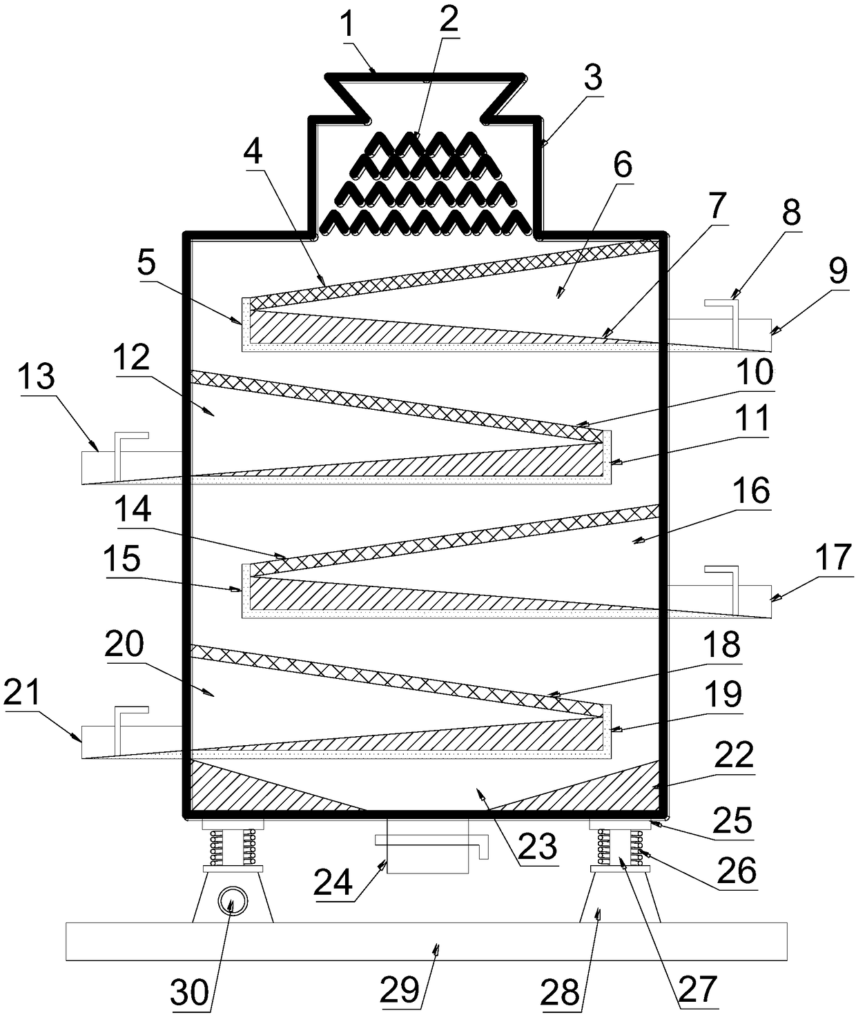 Multi-purpose maze channel seed screening device