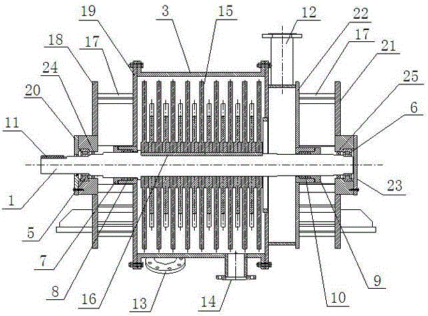 Three-phase separation device for oily solid wastes