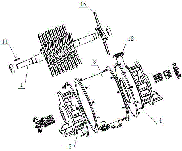 Three-phase separation device for oily solid wastes