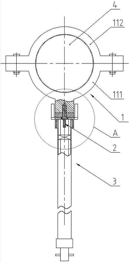 High-current live down lead component of overhead line and operating mechanism of high-current live down lead component