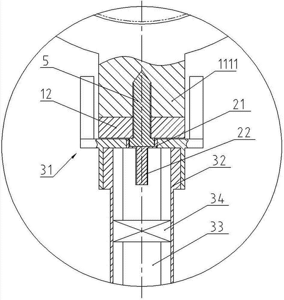 High-current live down lead component of overhead line and operating mechanism of high-current live down lead component