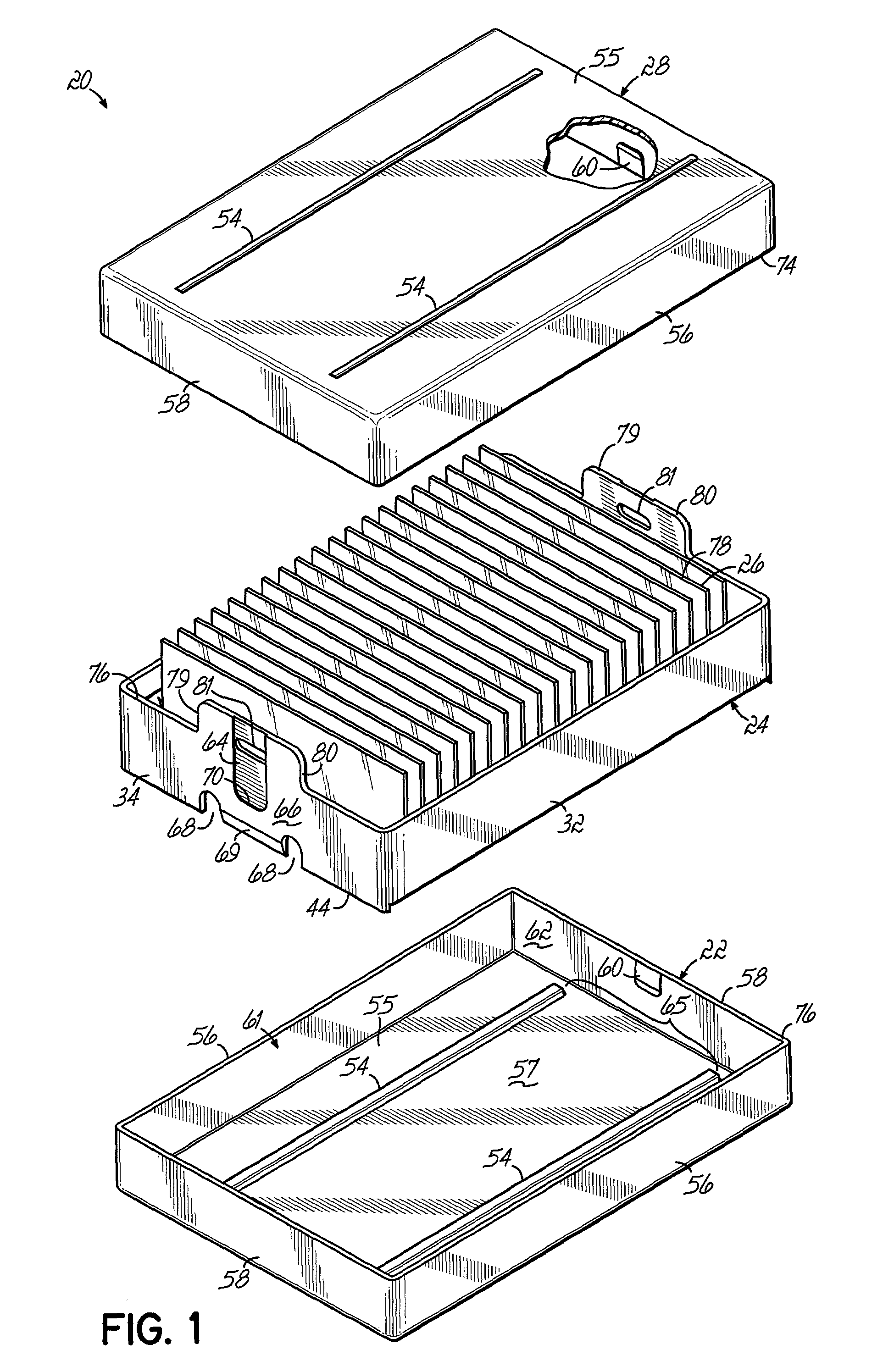 Slide case with removable rack