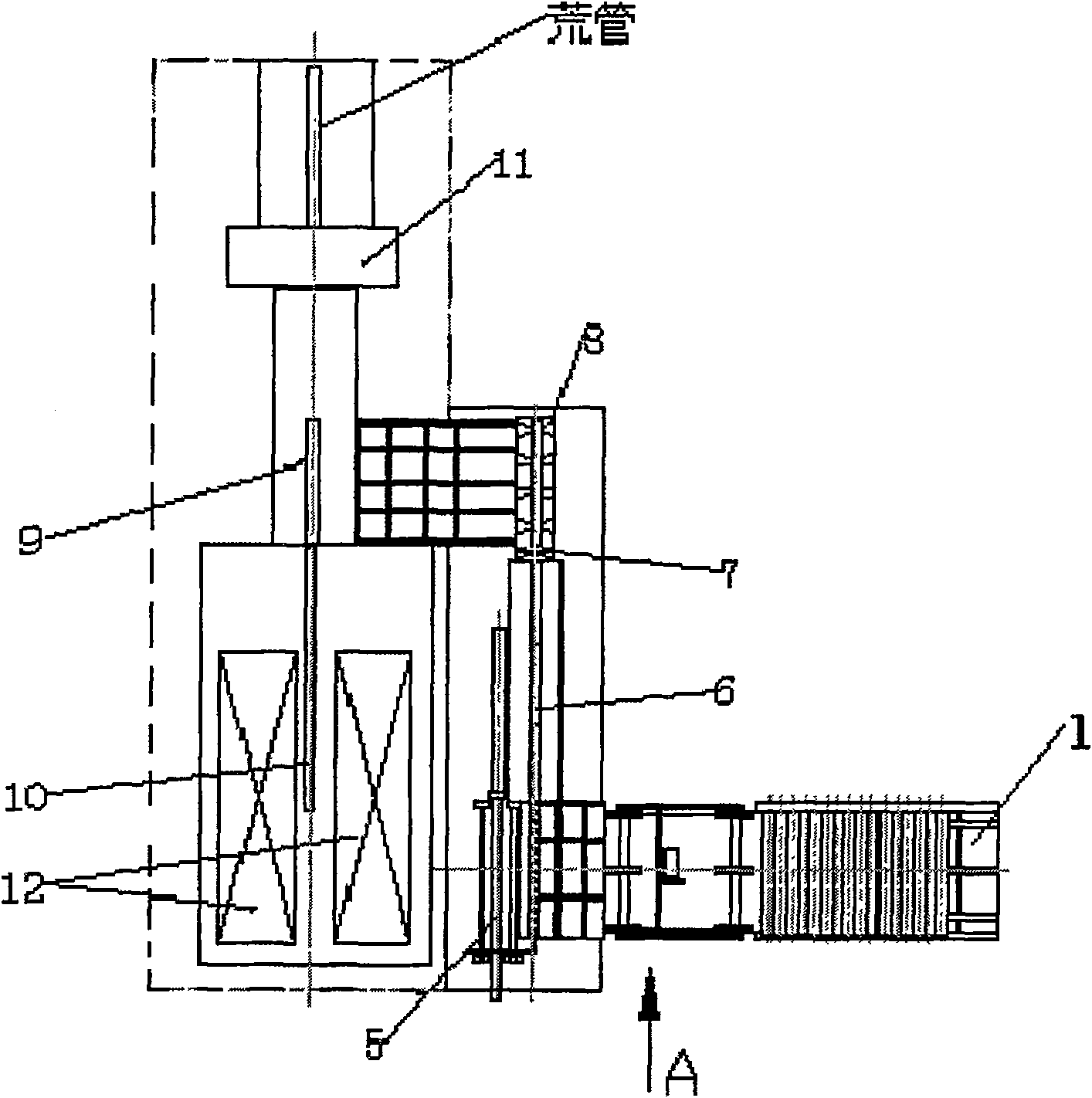 Process for heating titanium oblique perforating rod ingot