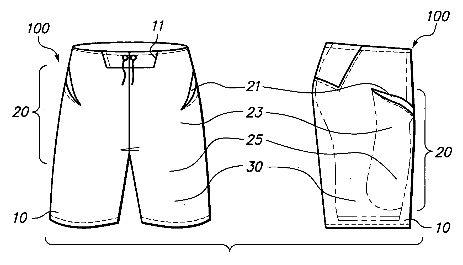 Lower body garments with secured tunnel pocket system