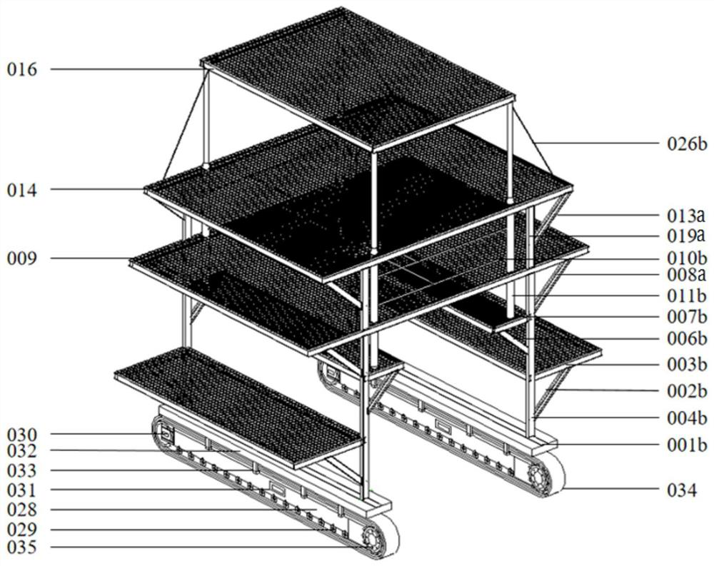 Crawler-type lifting rack for tunnel variable cross-section contact channel construction and construction method