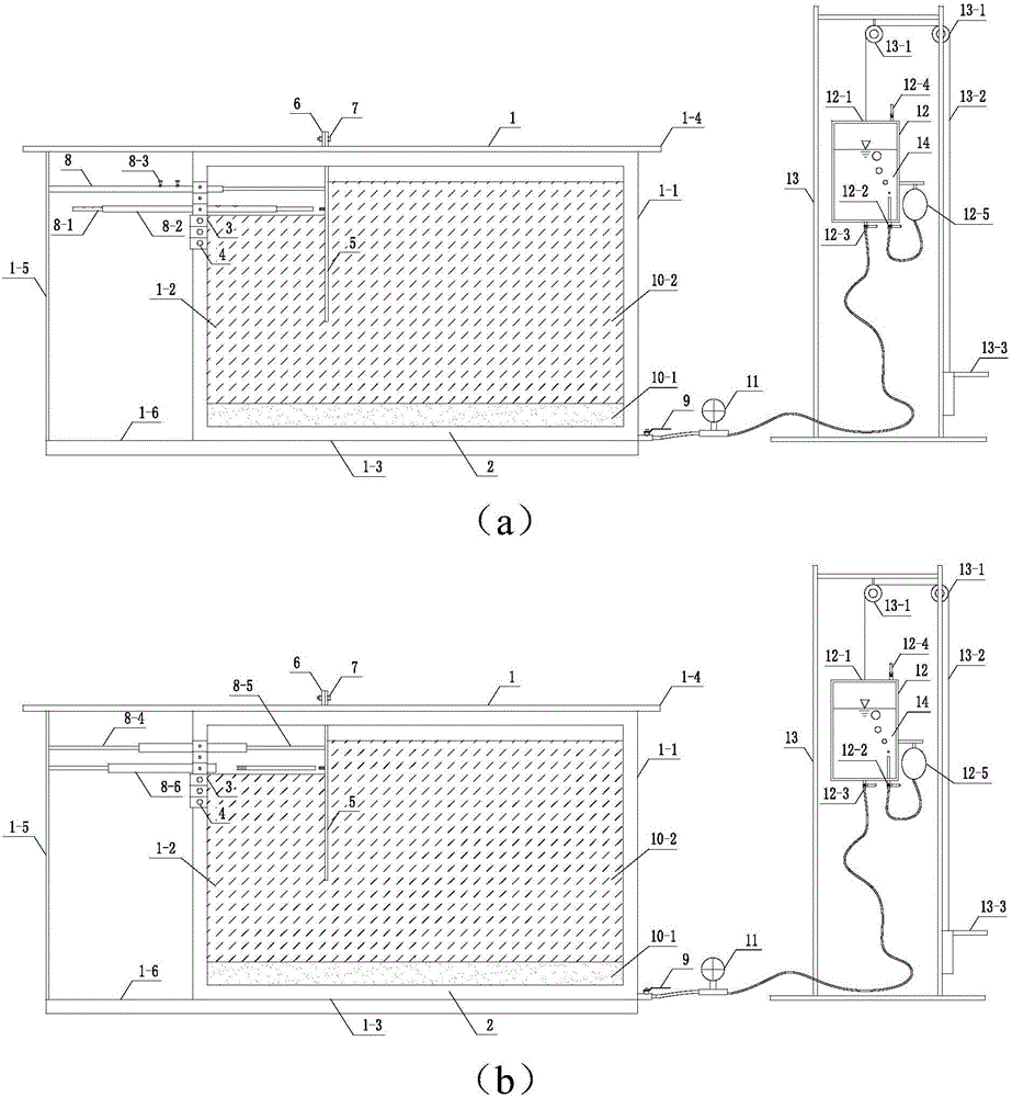 Foundation pit excavation model testing device simulating lifting of artesian head