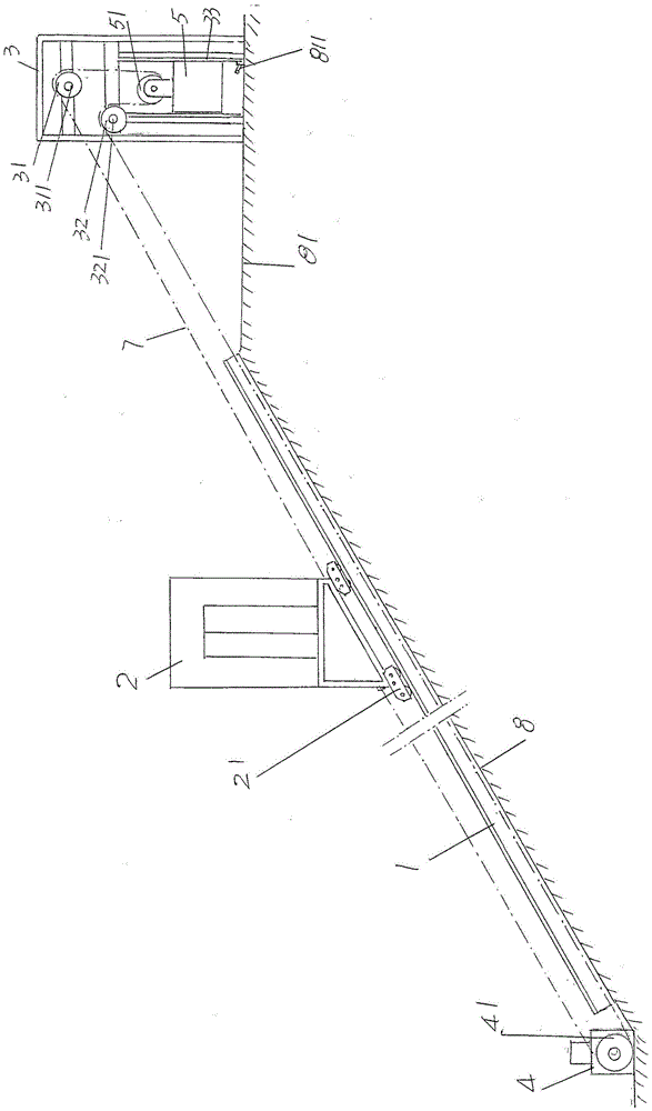 Counter-weight-free traction type inclined elevator