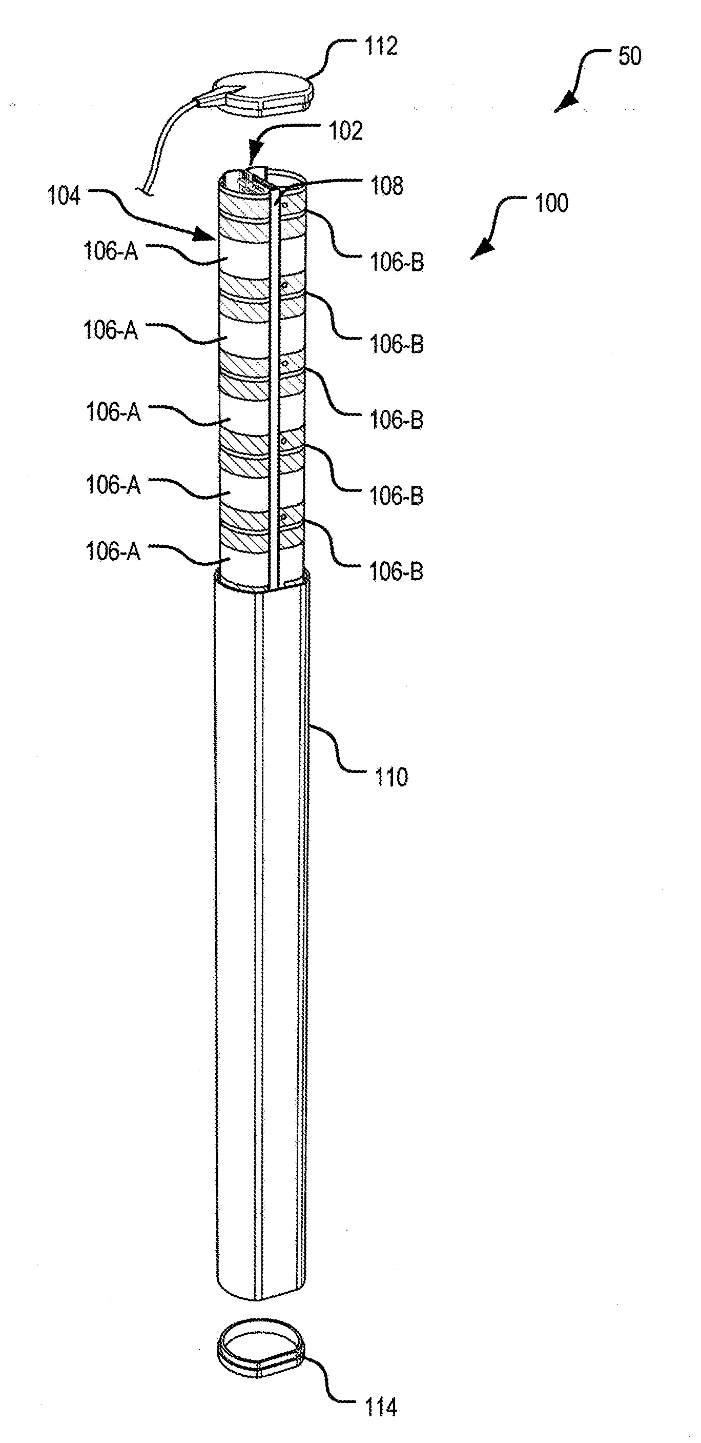 Flexible sheet sensor inserted in tube