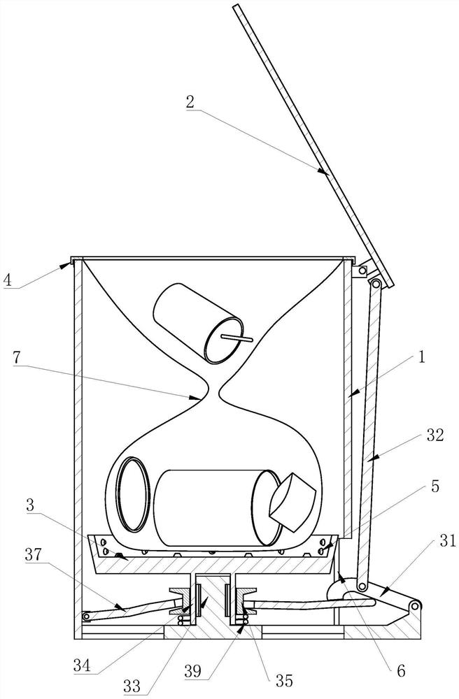 Garbage can capable of covering garbage in can through tying