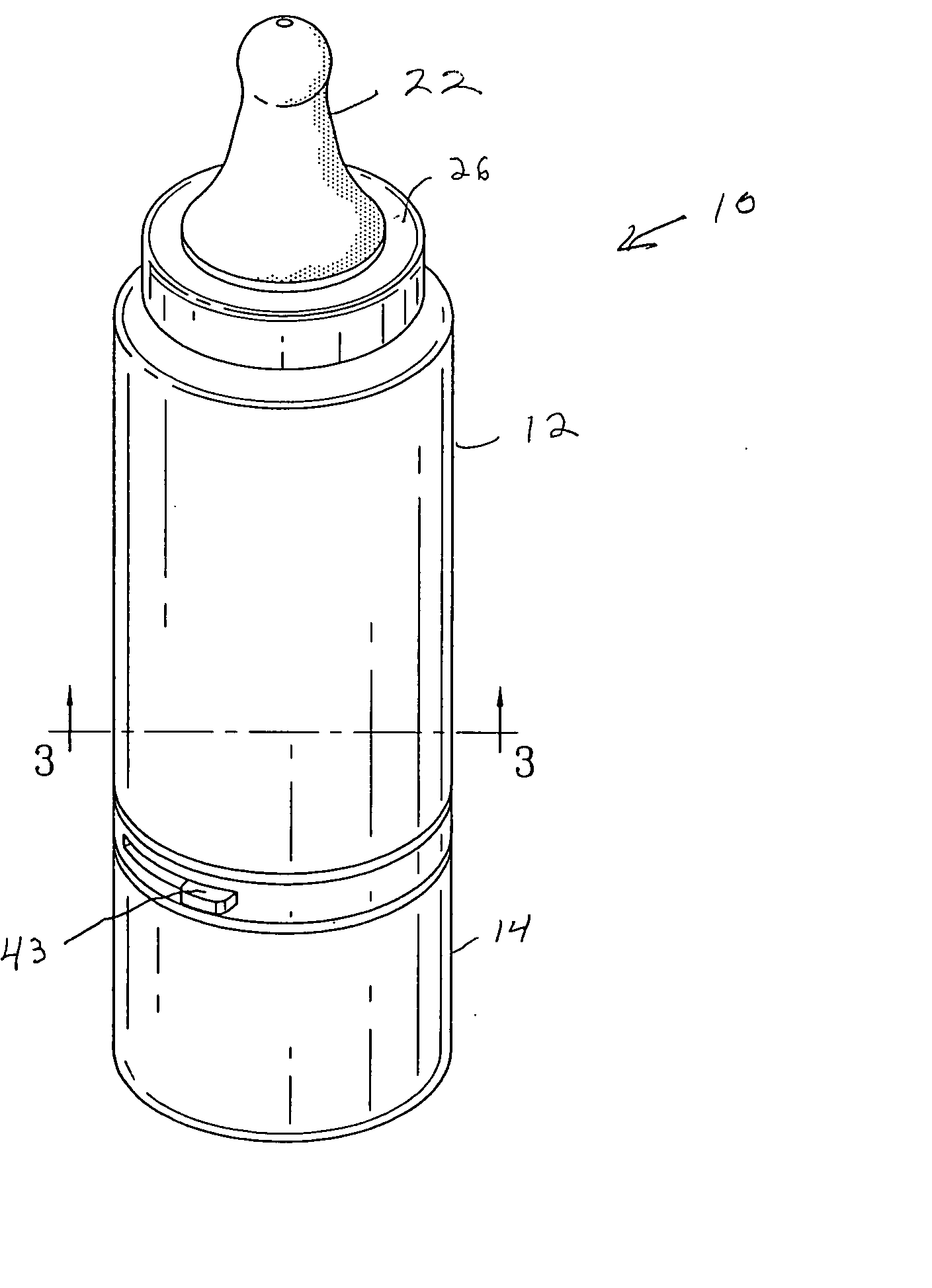 Dual chamber nursery bottle