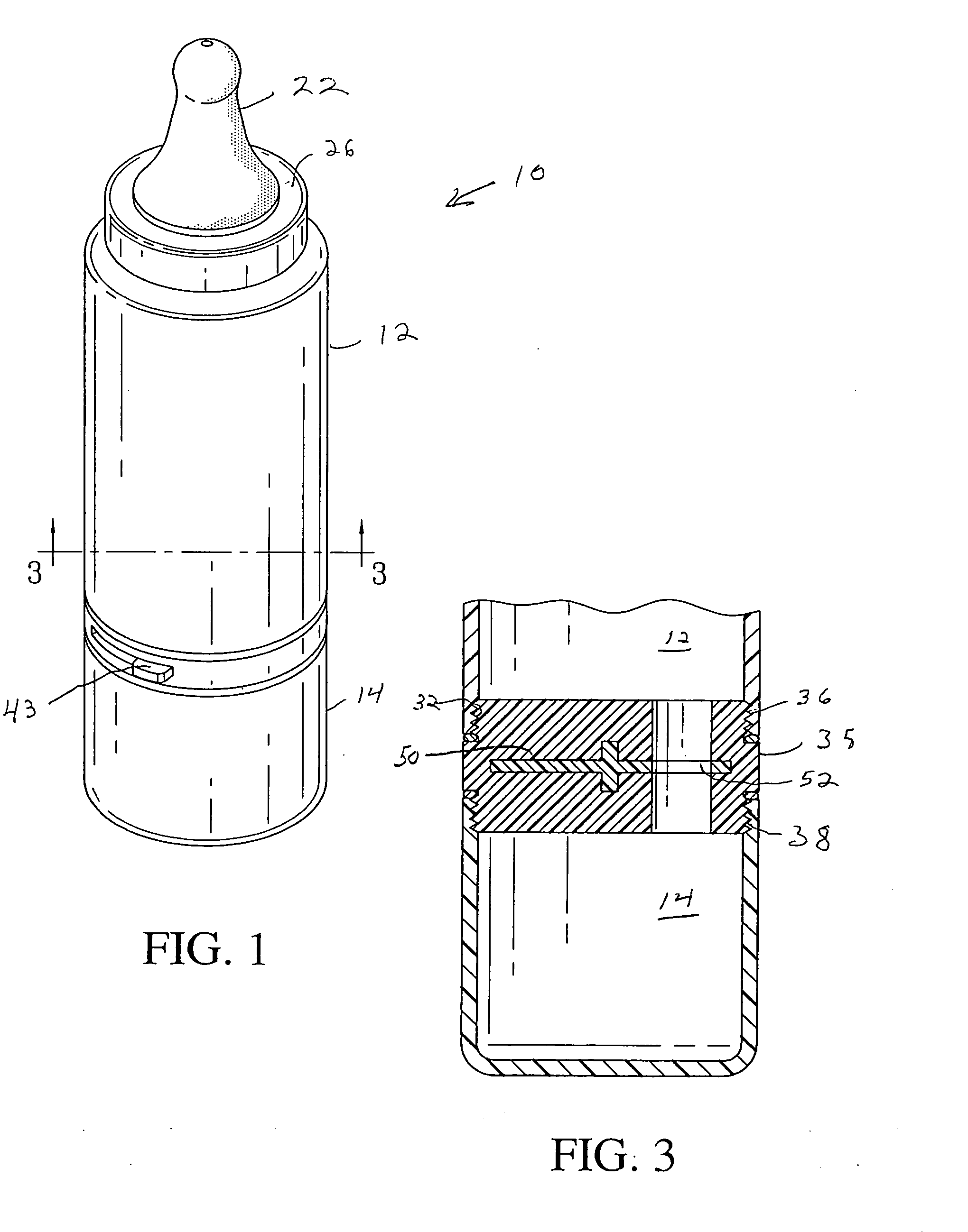 Dual chamber nursery bottle