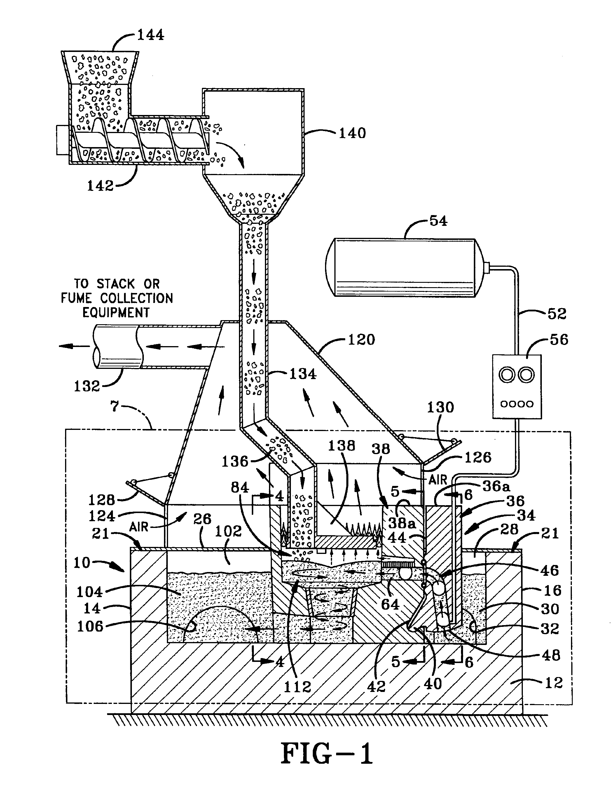 Elevated discharge gas lift bubble pump and furnace for use therewith