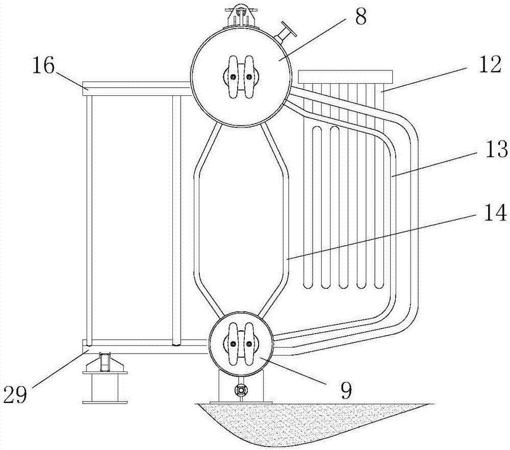 Pulverized coal and exhaust gas hybrid power double-medium boiler