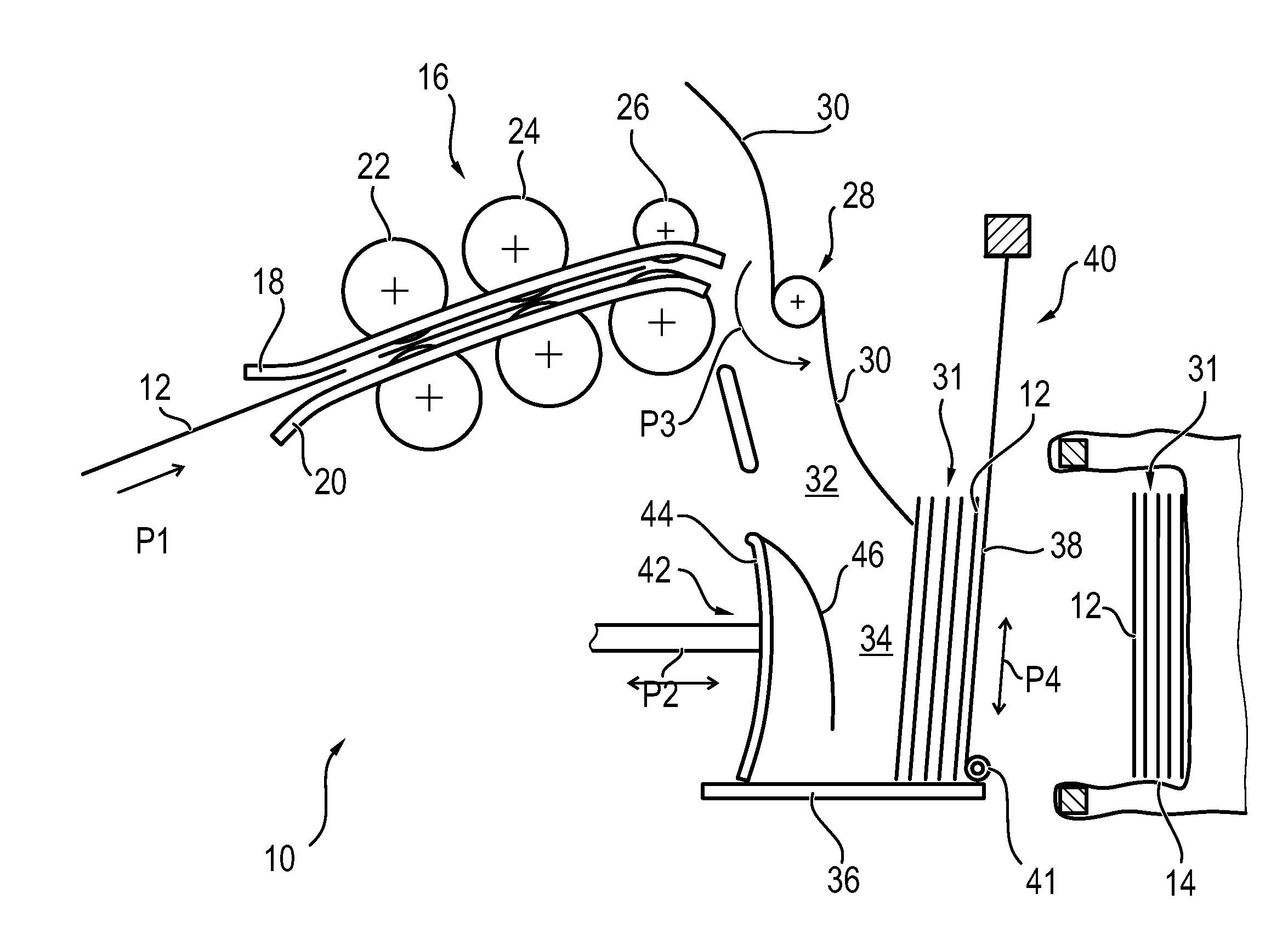 Device and method for filling a flexible transport container with notes of value