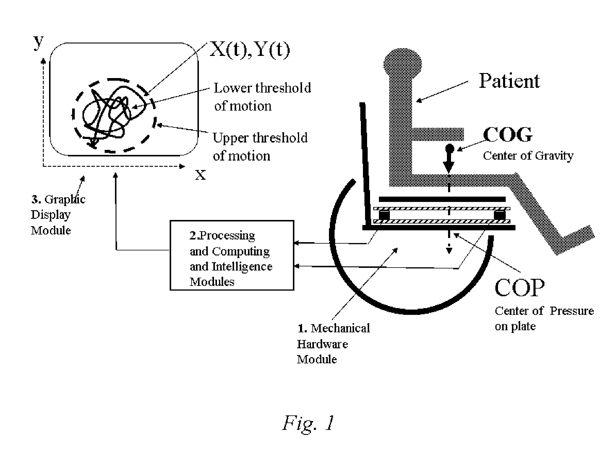 Method and Apparatus for Automated Monitoring and Tracking of the Trajectory of Patients' Center of Gravity Movements