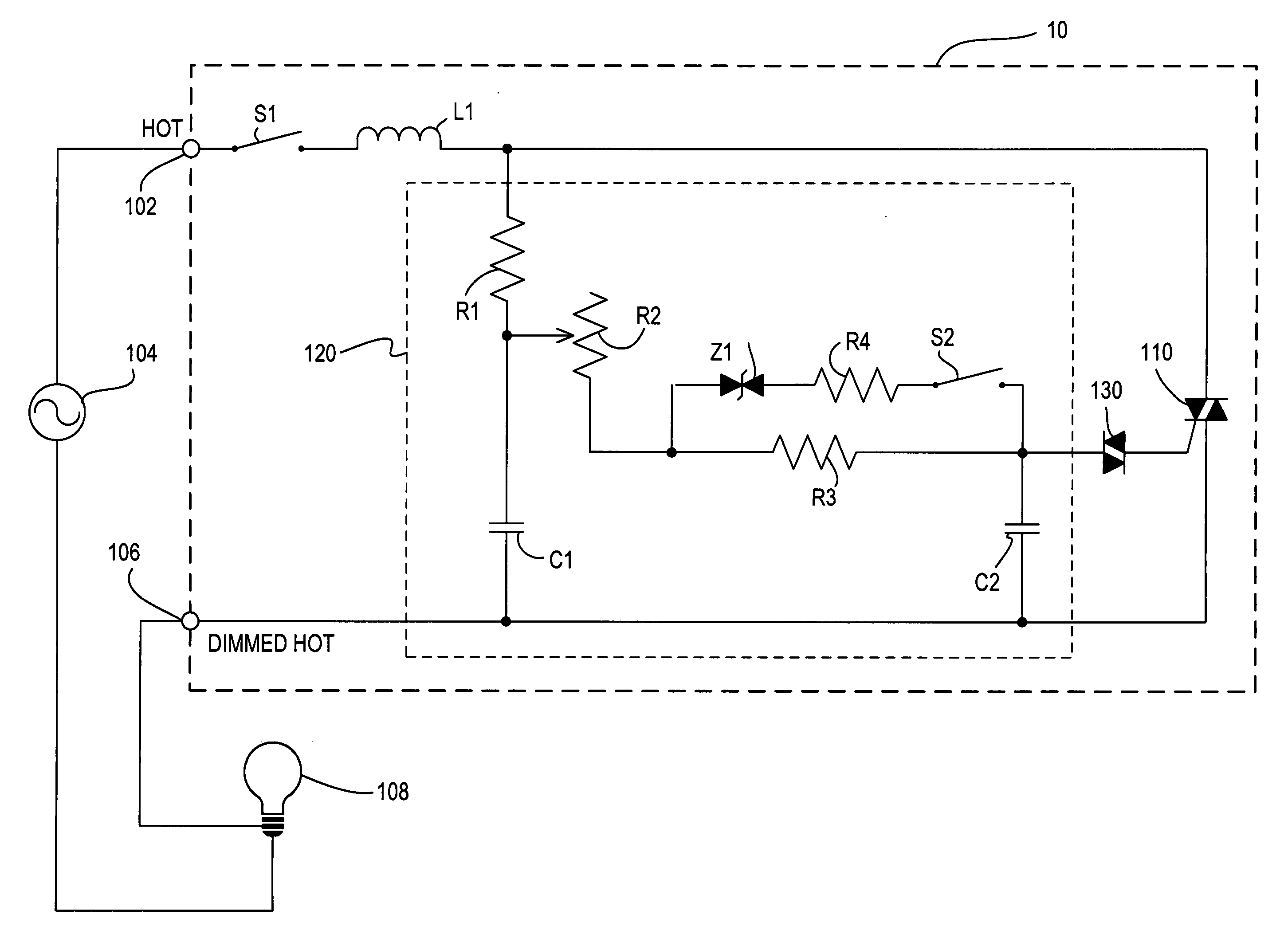 Dimmer switch with adjustable high-end trim