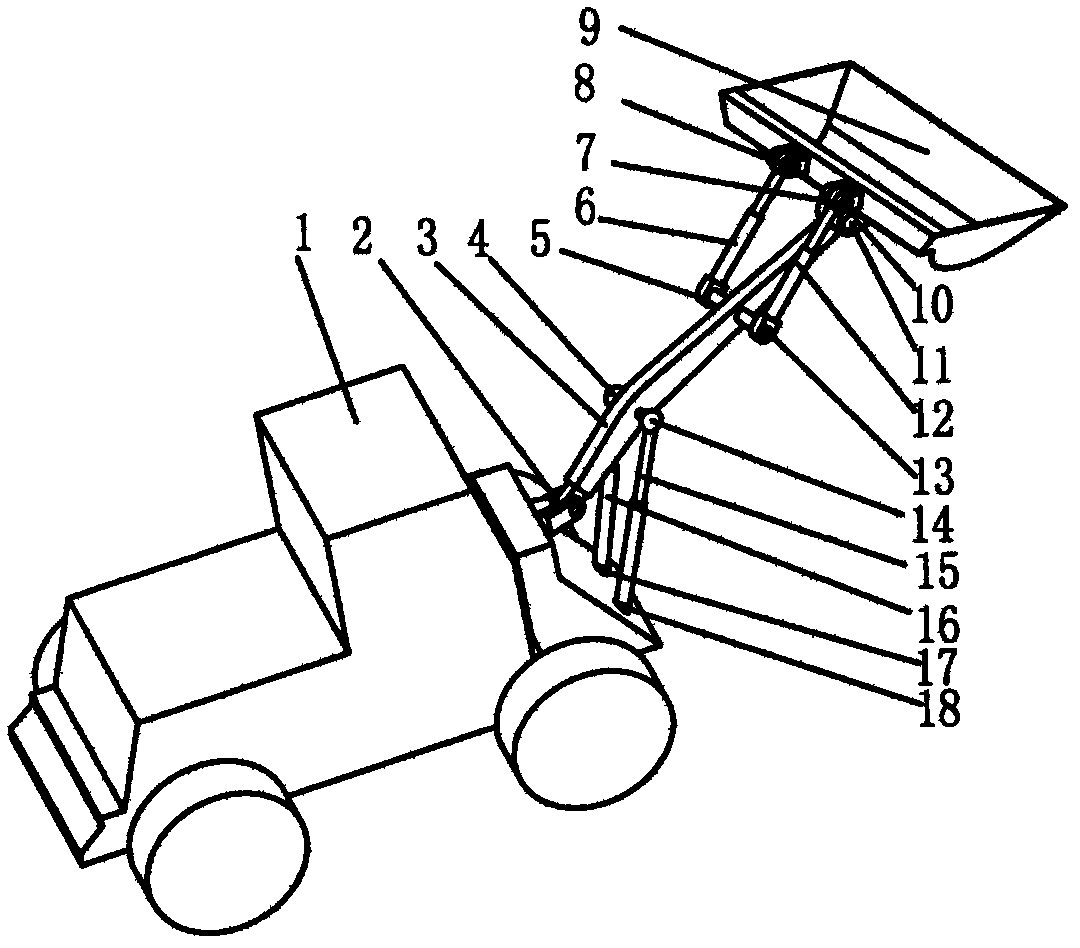 Spatial hydraulic loader with movable arm capable of horizontally swinging