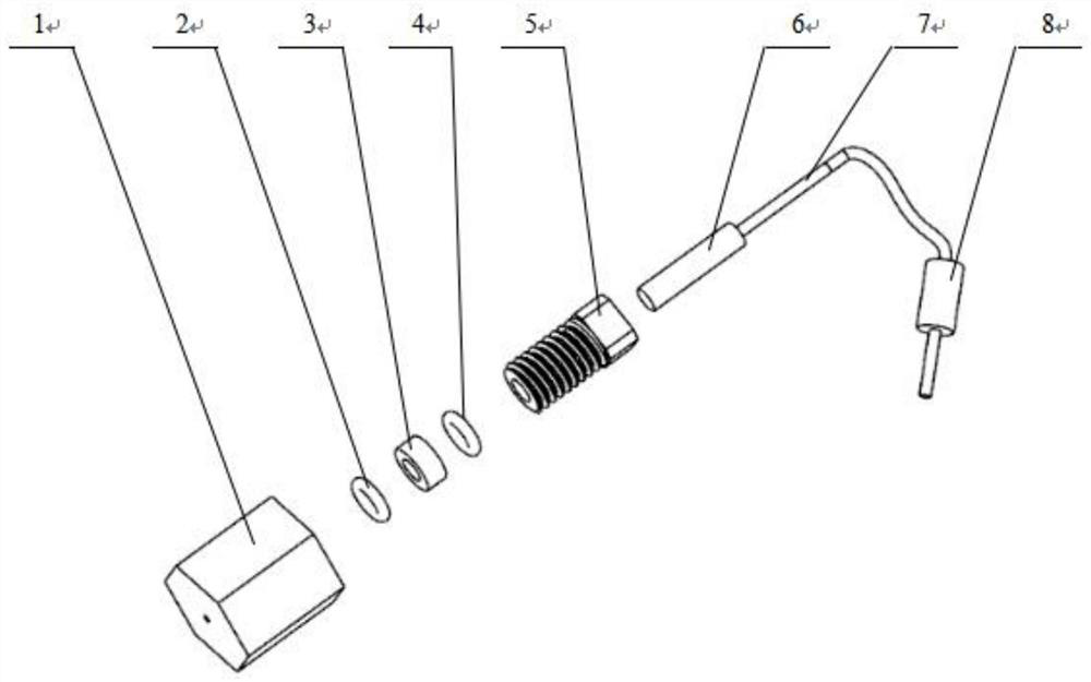 Double-sealing-ring axial fixing method for small polish rod sensor for high-enthalpy pulse wind tunnel