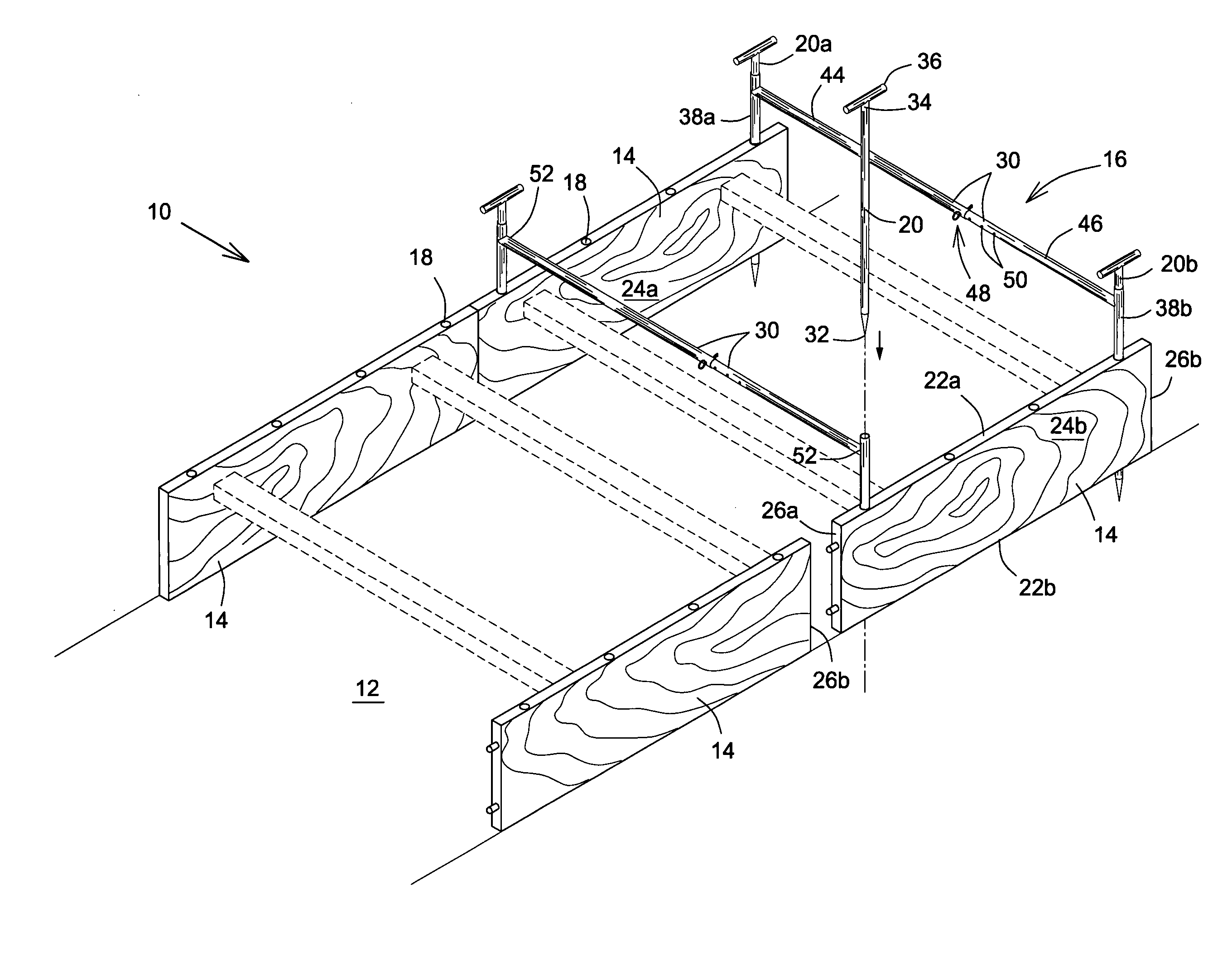 Brace, system and method for forming cementitious structures on a ground surface