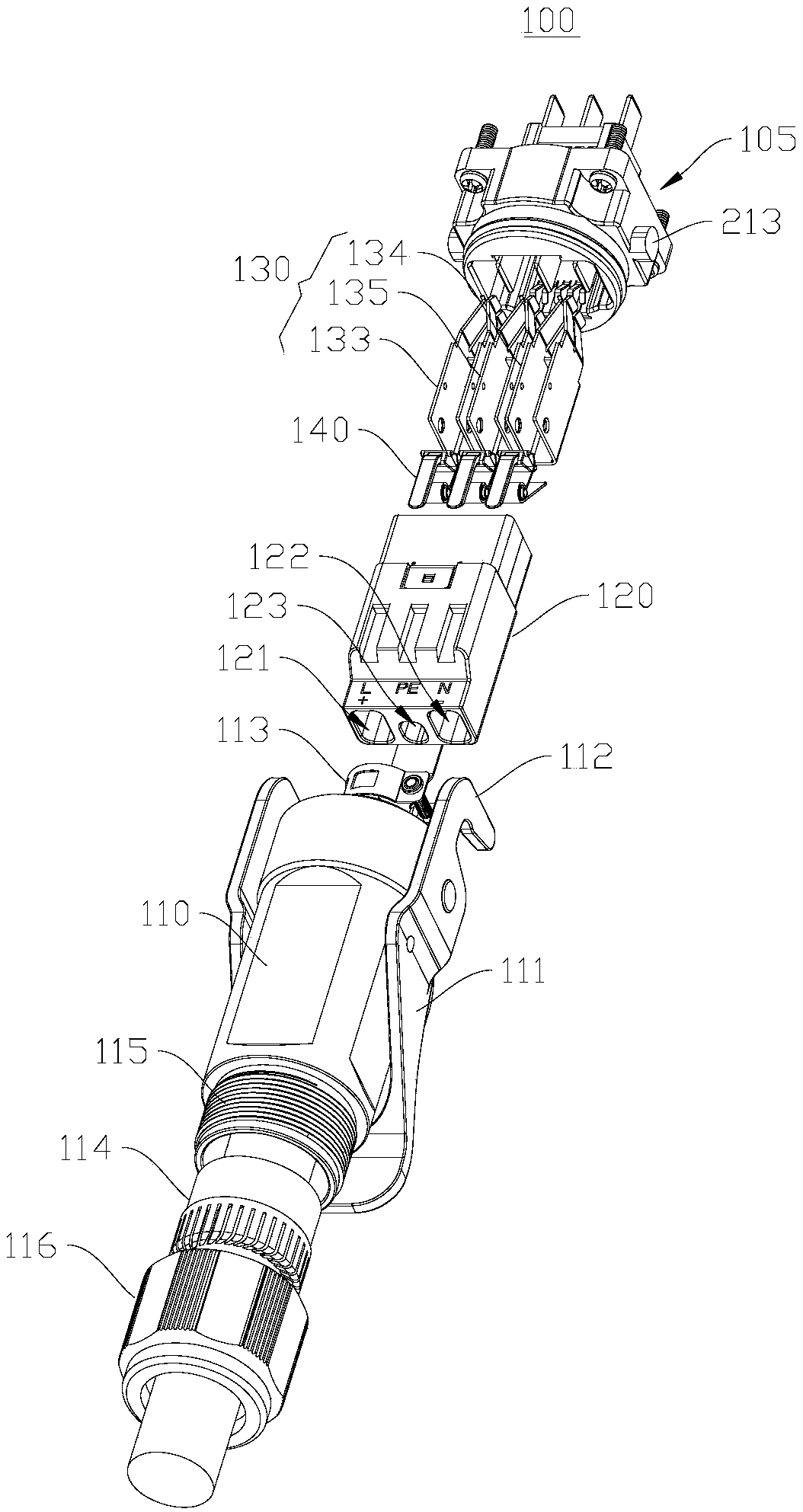 An AC/DC switchable waterproof connector