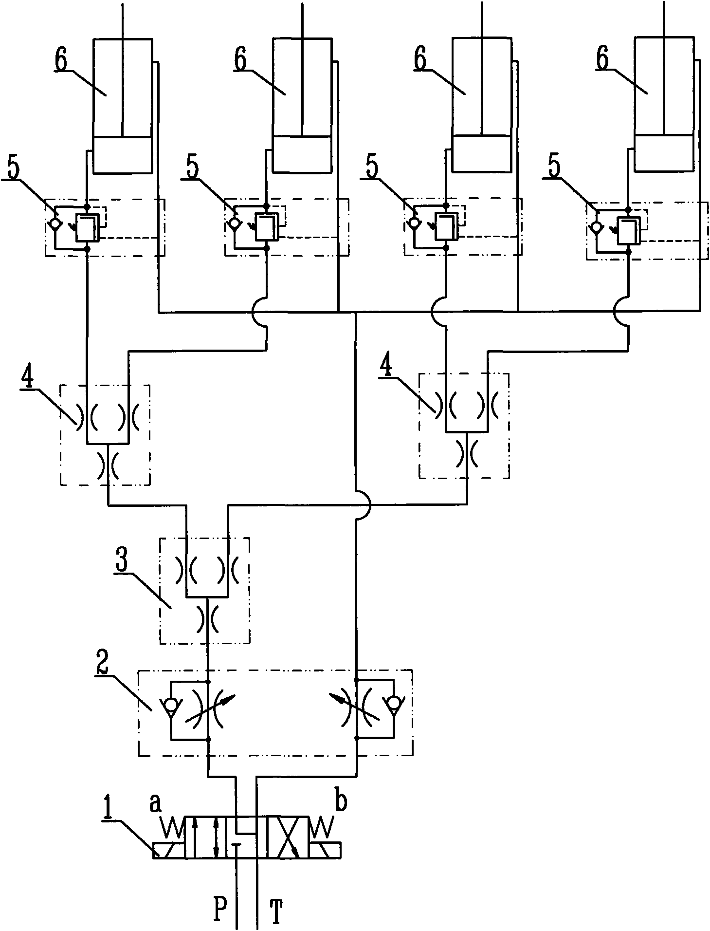 Hydraulic control system of lifting cylinders of mobile stage vehicle