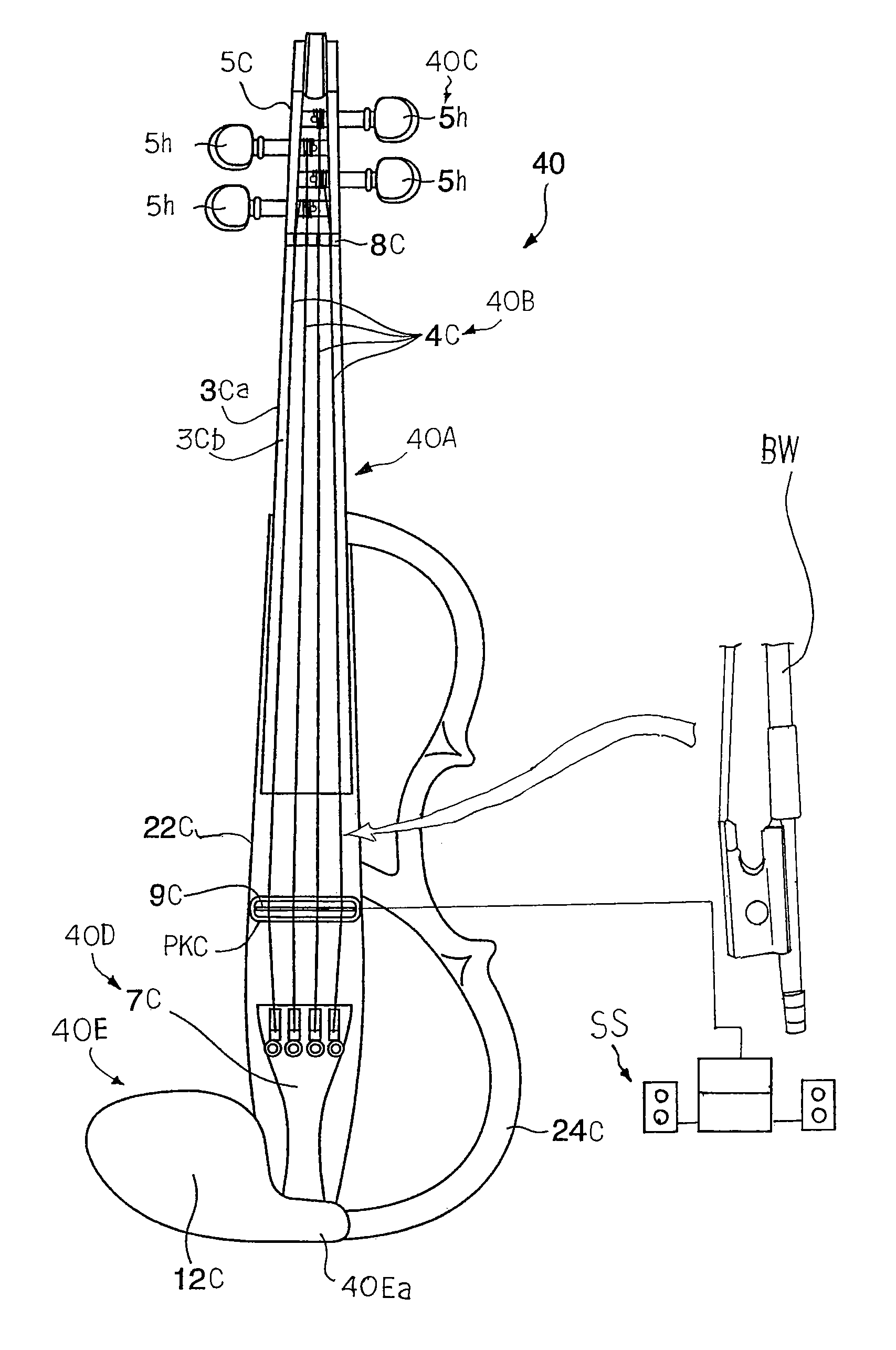 Stringed musical instrument and structure of tailpiece unit used therein