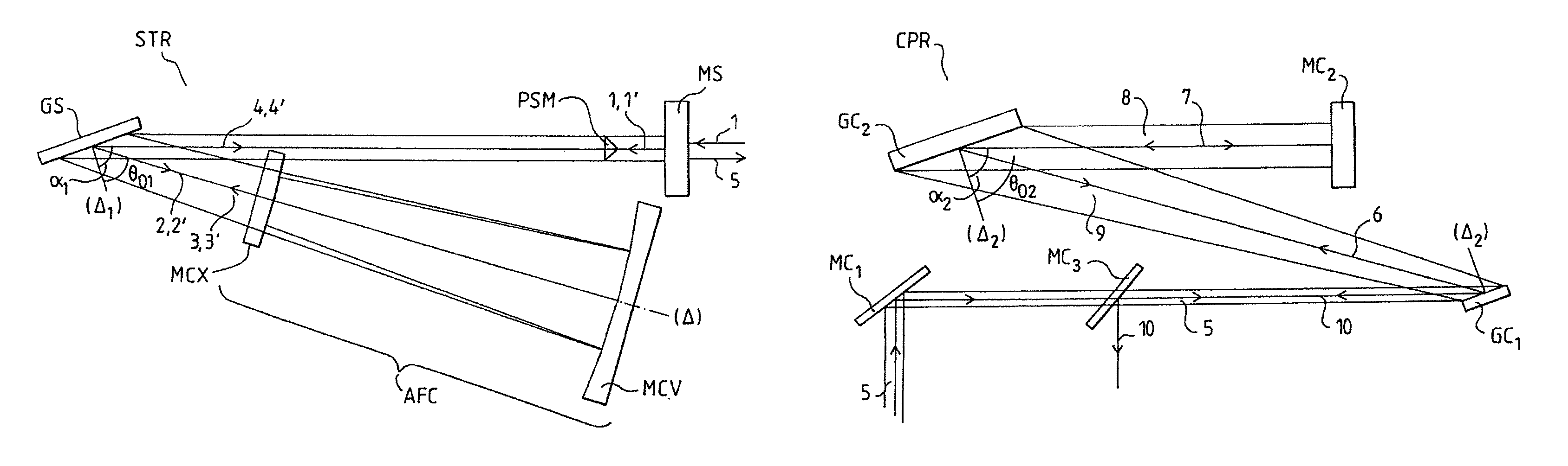 Amplifier chain for generating ultrashort different width light pulses