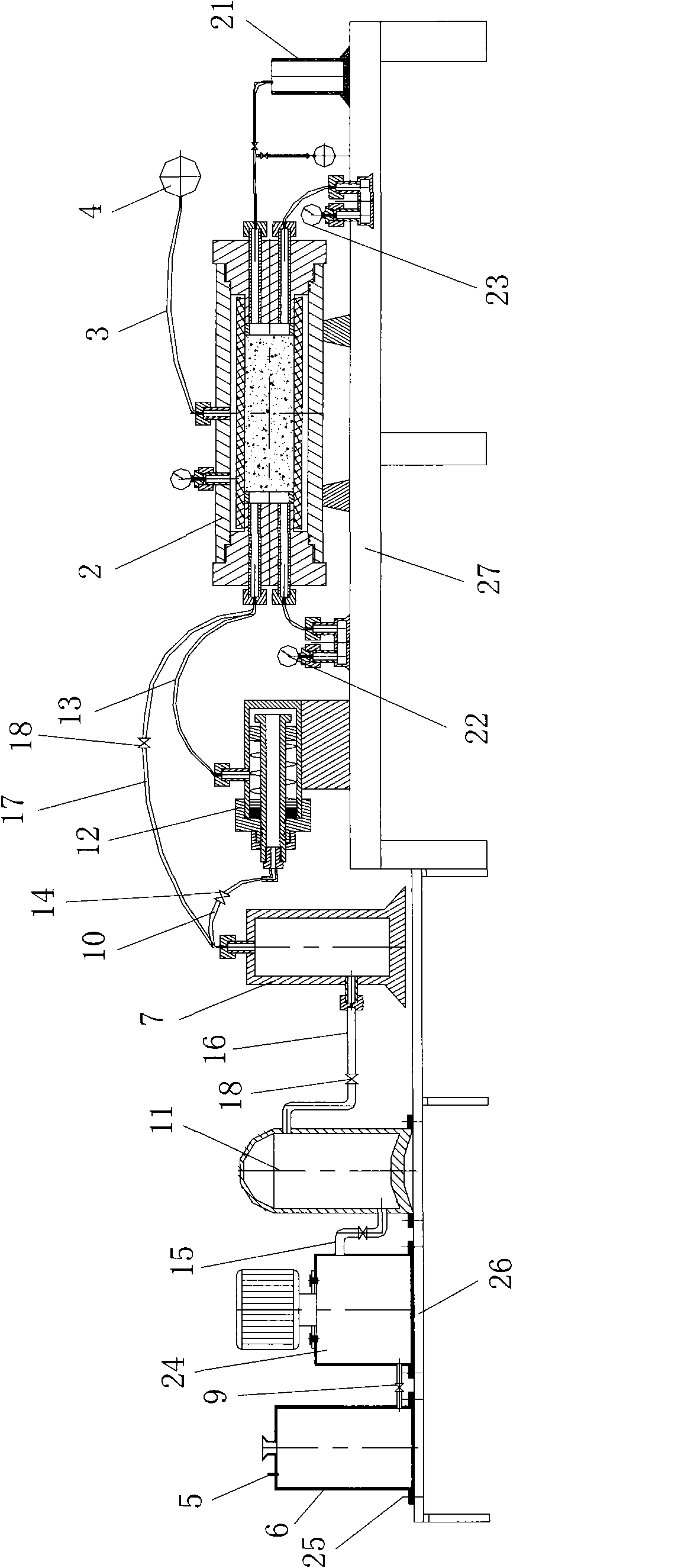 Hydraulic power pulse oil displacement experimental facility and experimental method thereof