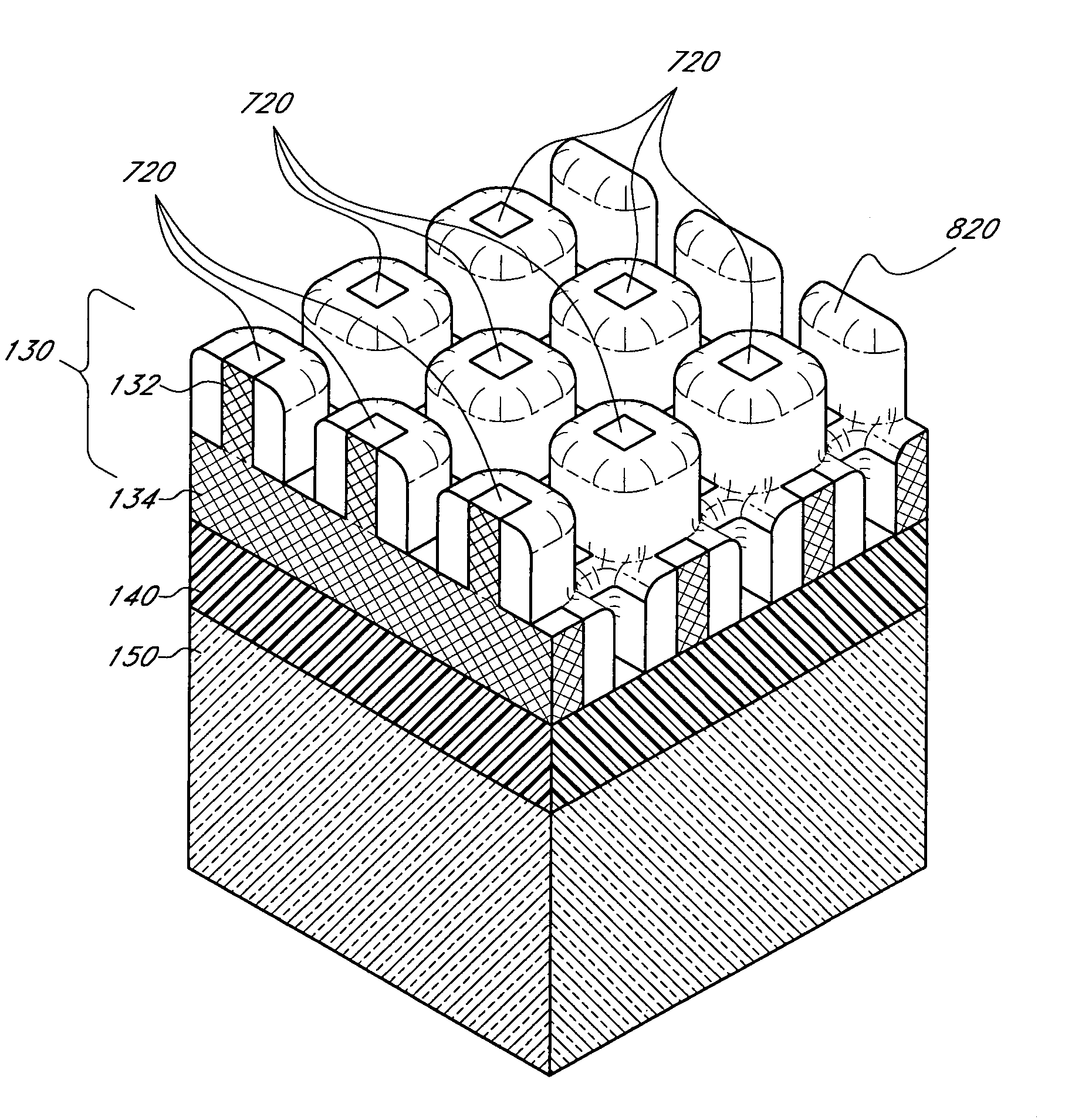 Methods for forming arrays of small, closely spaced features