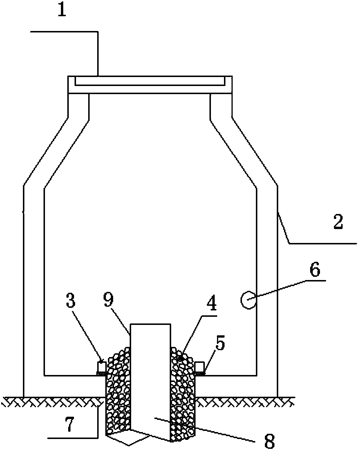 A water collection and return combined well structure with the filter tube moving down