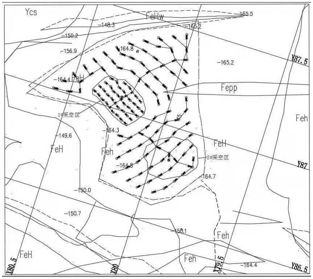 Blasting method for shallow-buried goaf of strip mine