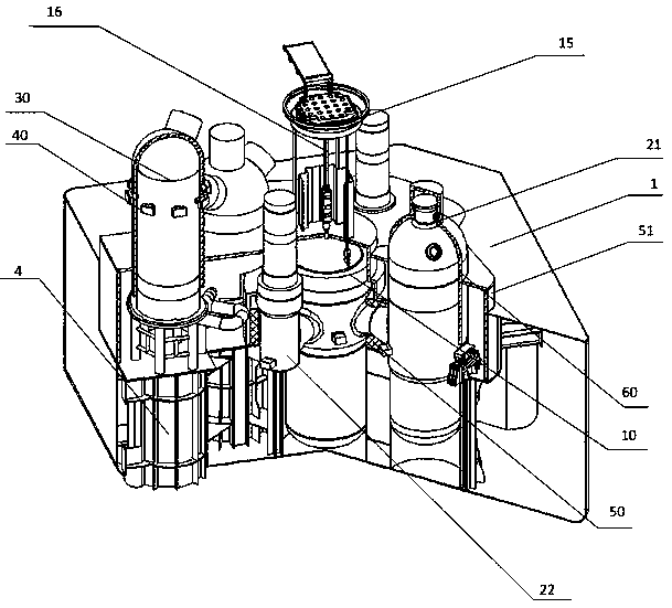 Compactly arranged small-sized reactor primary loop overall structure