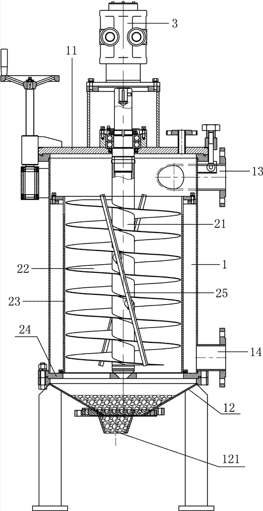 Self-cleaning spiral extrusion filter and use method thereof