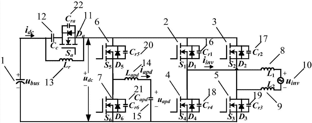 Circuit with active power decoupling single-phase no-voltage switch inverter and modulation method thereof