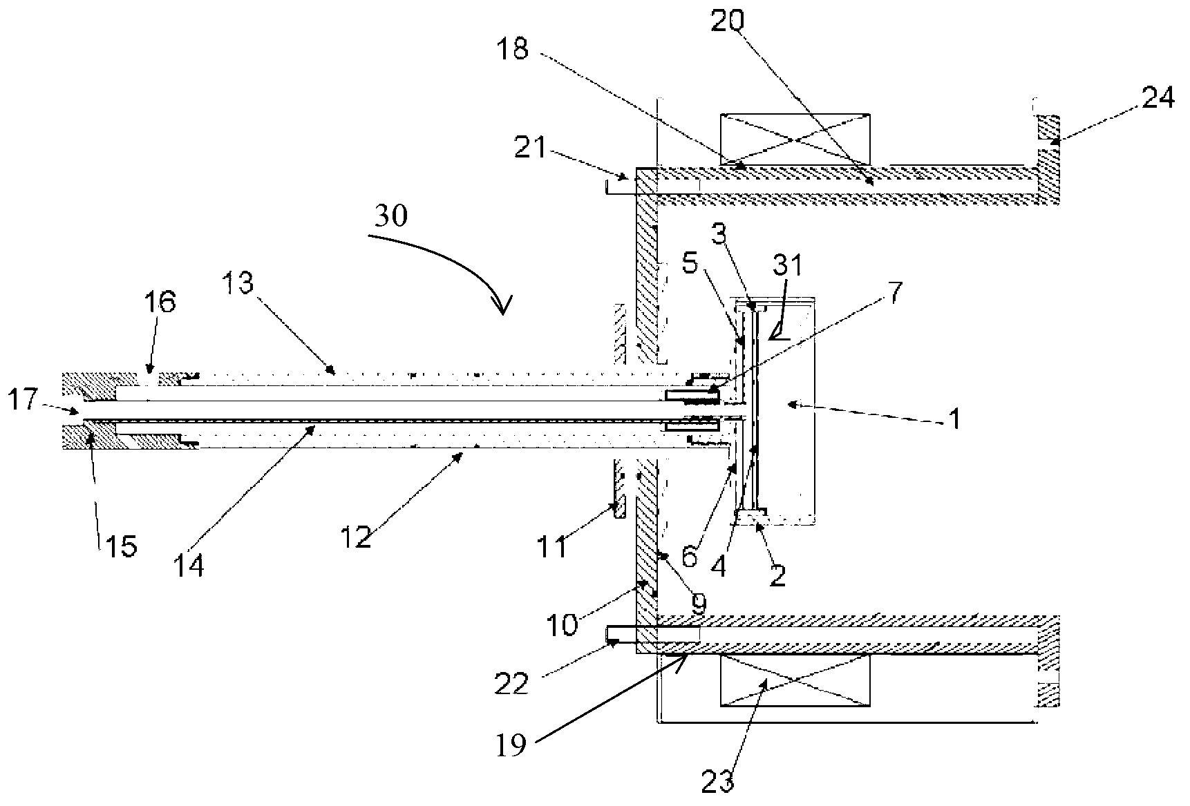 Multi-structure coupling magnetic field adaptability type rotating arc ion plating device